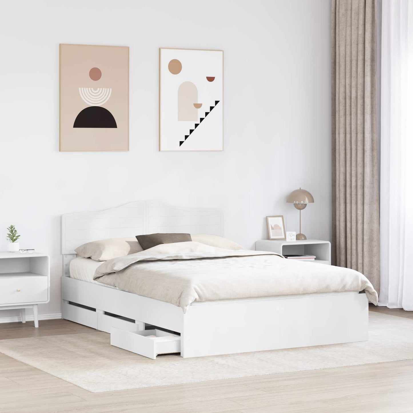 Struttura del letto Bianco 140 x 190 cm Legno Ingegnerizzato
