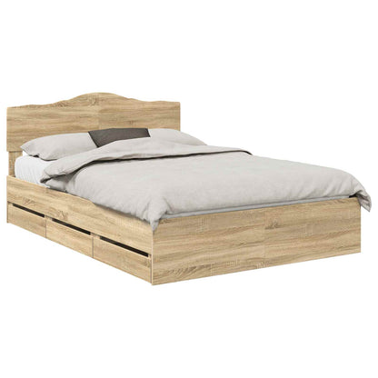 Struttura del letto con cassetto Rovere Sonoma 140 x 190 cm