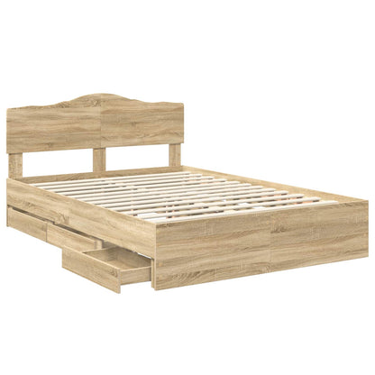 Struttura del letto con cassetto Rovere Sonoma 140 x 190 cm