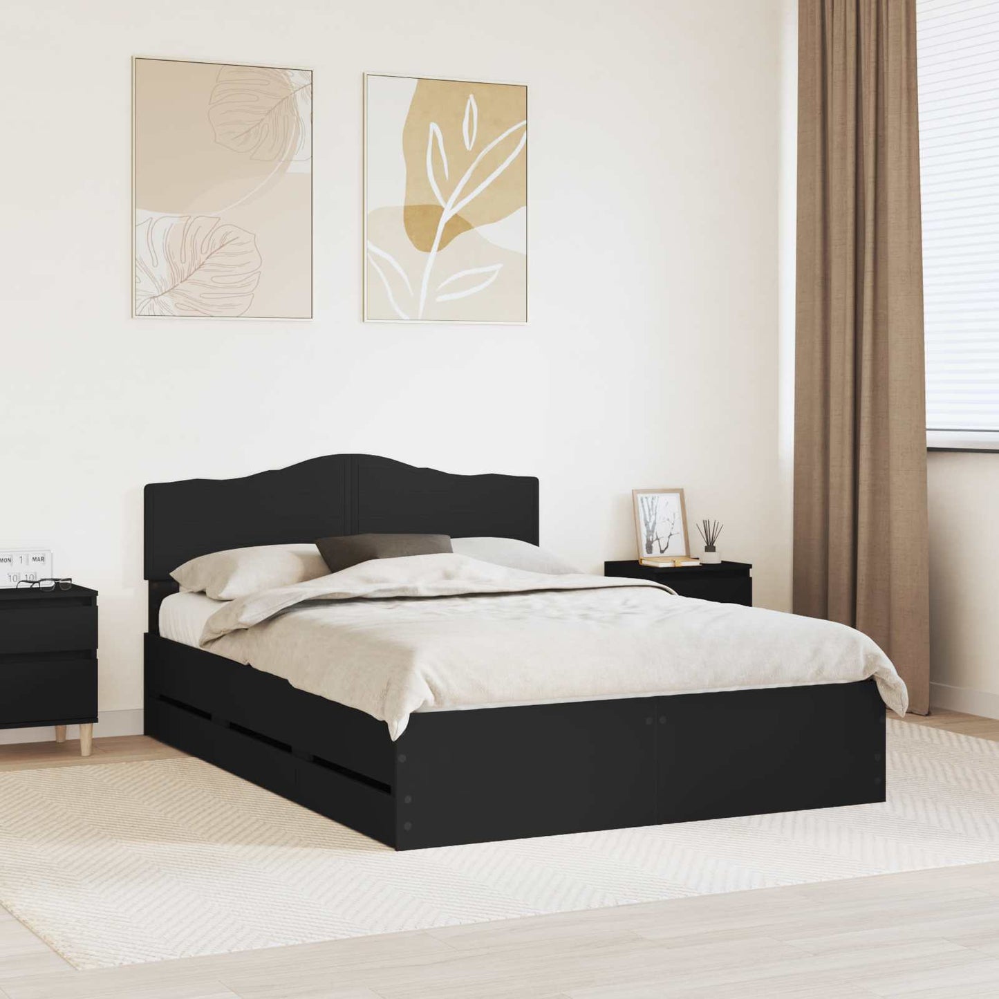 Struttura del letto Nero 140 x 200 cm Legno Ingegnerizzato