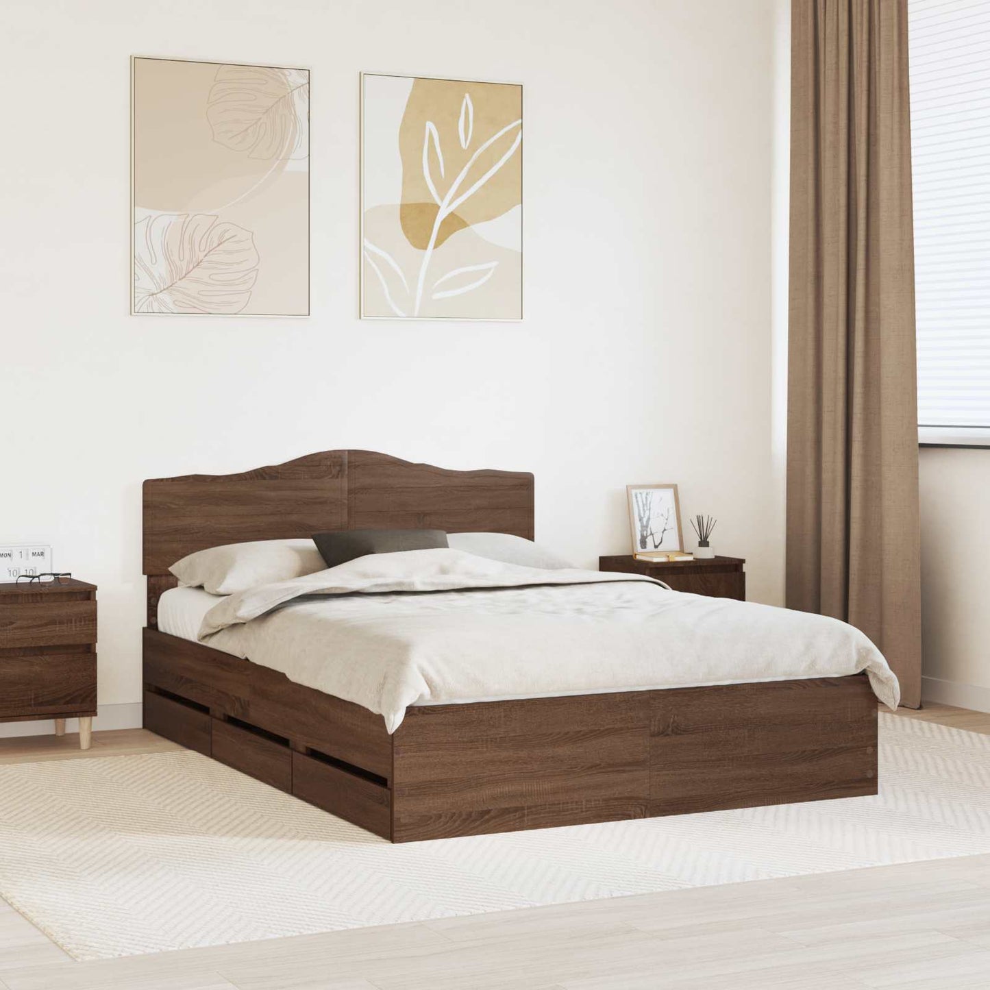 Struttura del letto con cassetto Rovere Marrone 140 x 200 cm