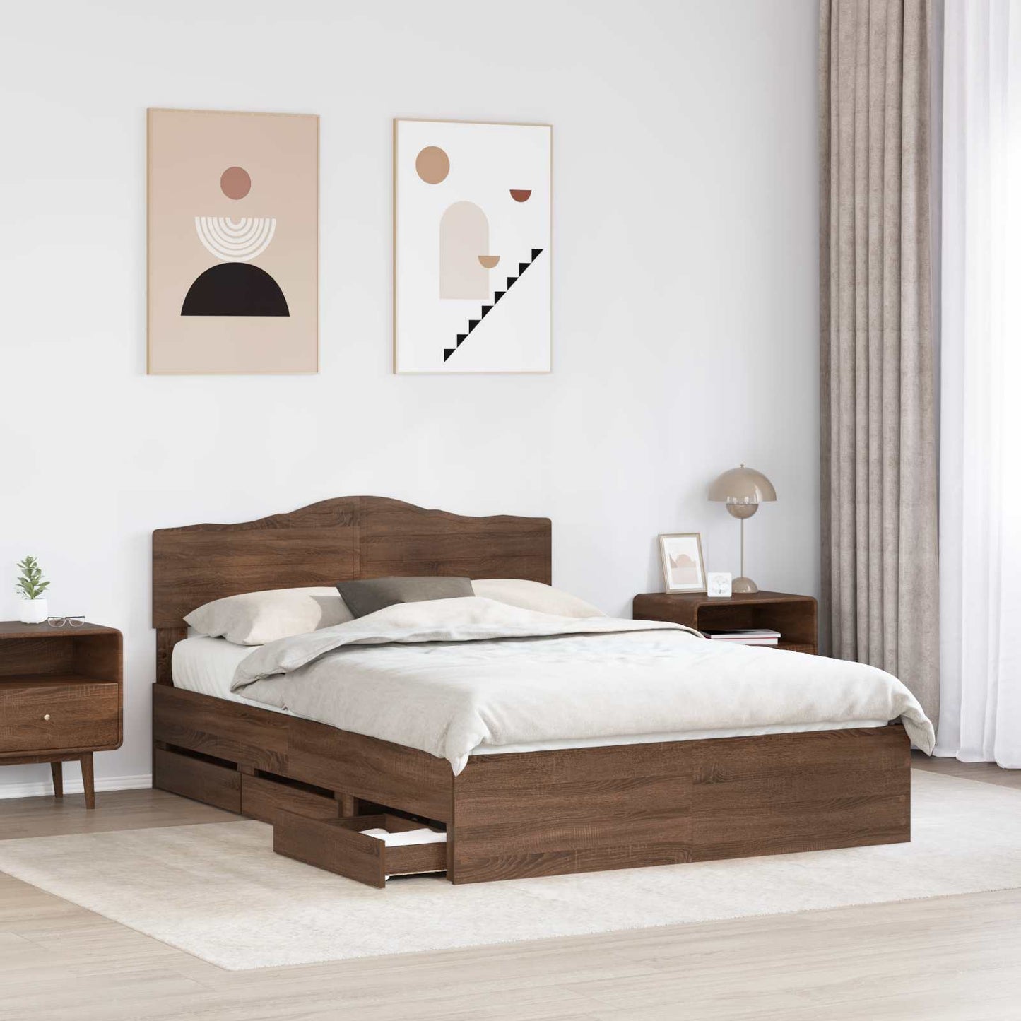 Struttura del letto con cassetto Rovere Marrone 140 x 200 cm