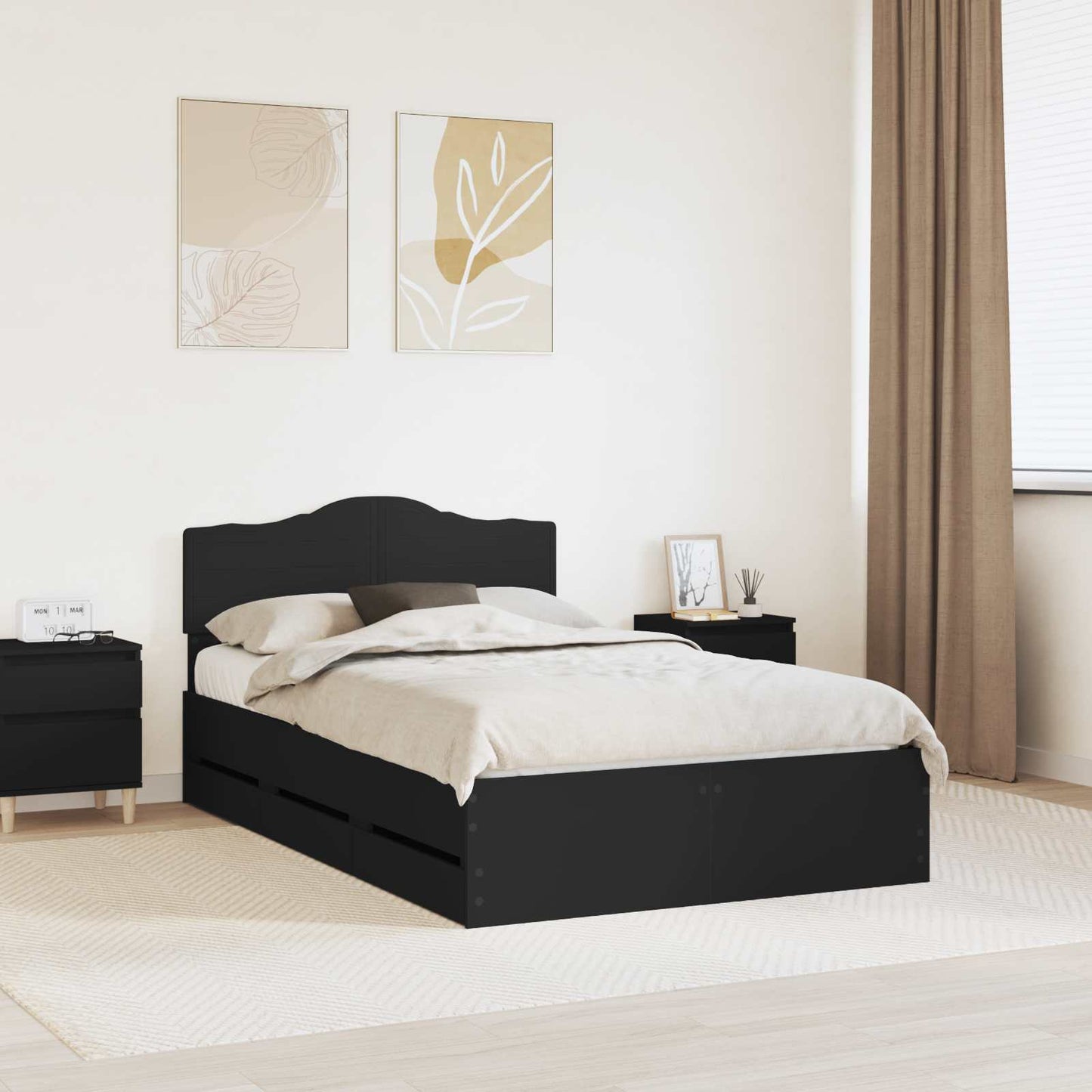 Struttura del letto Nero 135 x 190 cm Legno Ingegnerizzato