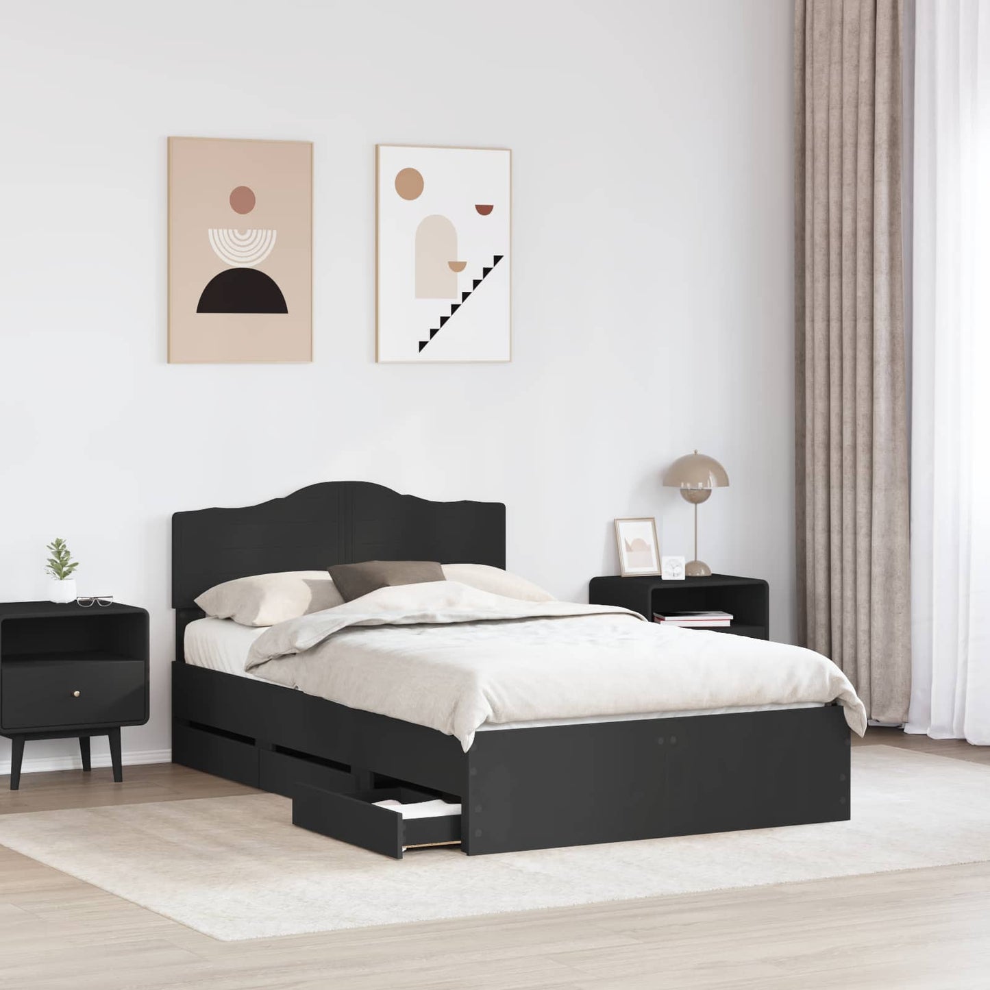 Struttura del letto Nero 135 x 190 cm Legno Ingegnerizzato