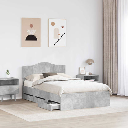 Struttura del letto con cassetto Grigio cemento 135 x 190 cm