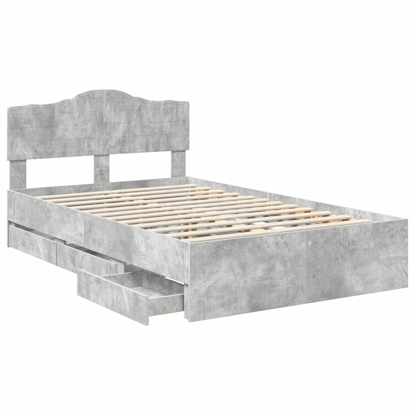 Struttura del letto con cassetto Grigio cemento 135 x 190 cm