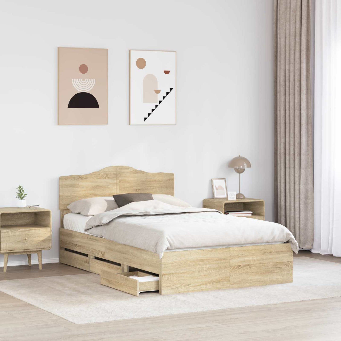 Struttura del letto con cassetto Rovere Sonoma 120 x 190 cm