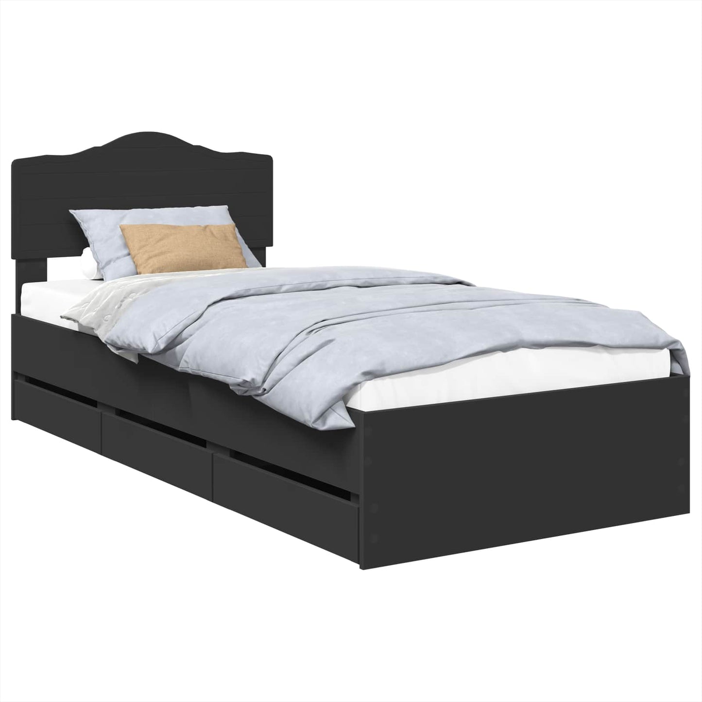 Struttura del letto Nero 100 x 200 cm Legno Ingegnerizzato
