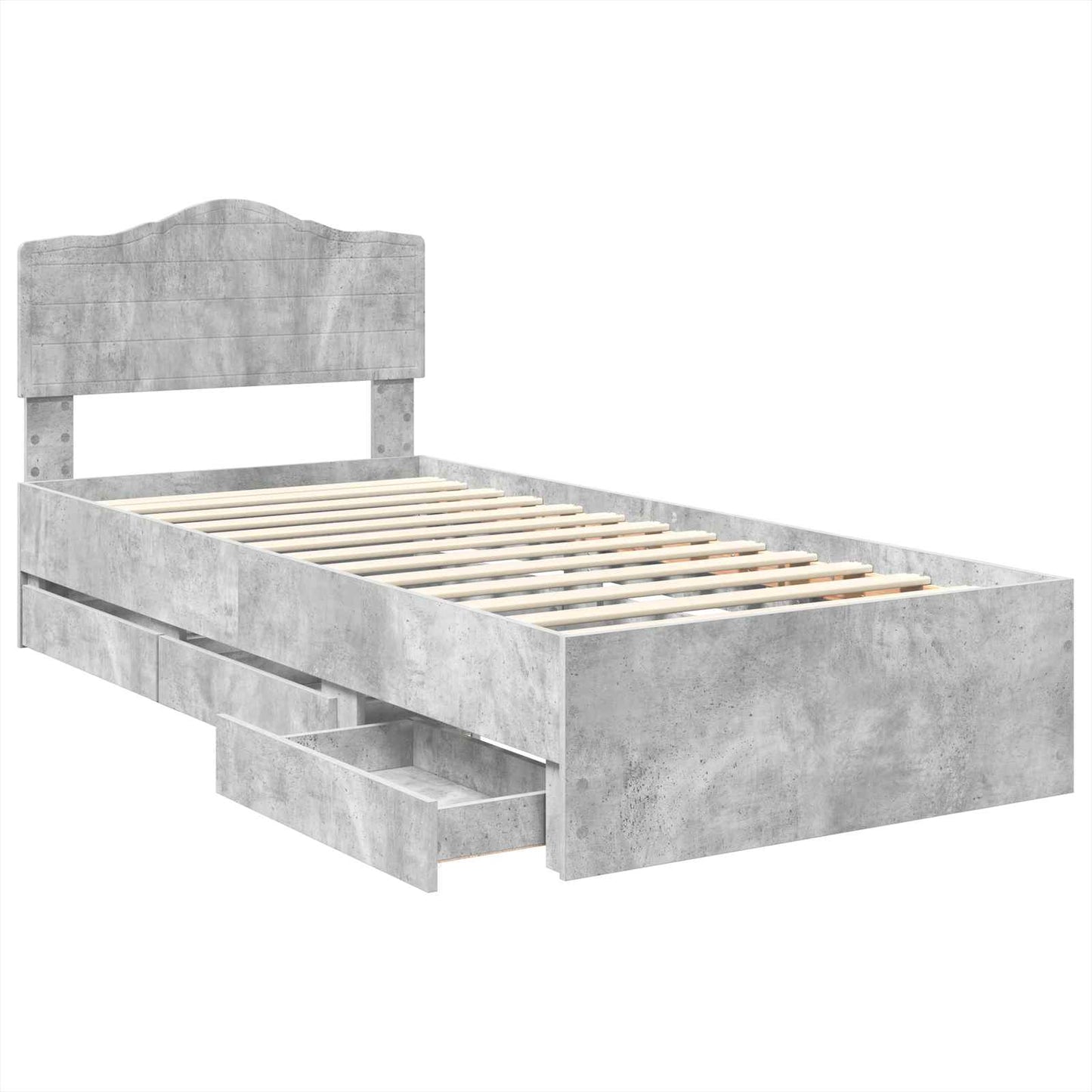 Struttura del letto con cassetto Grigio cemento 100 x 200 cm
