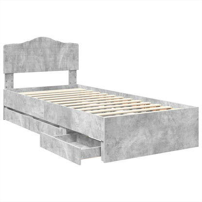 Struttura del letto con cassetto Grigio cemento 100 x 200 cm
