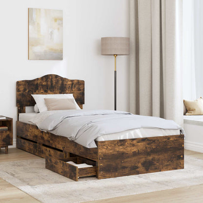Struttura del letto con cassetto Rovere fumÃ© 100 x 200 cm