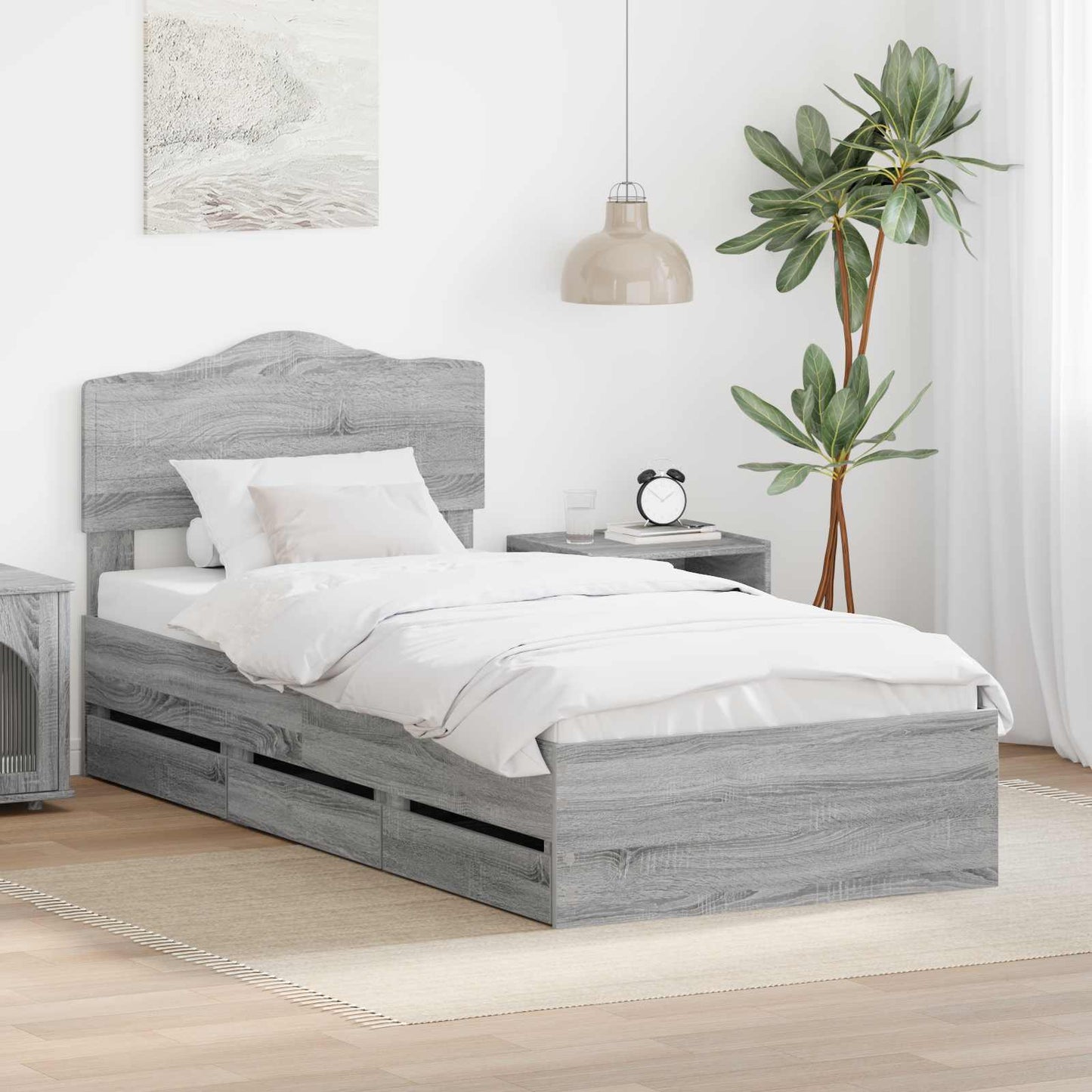 Struttura del letto con cassetto Grigio Sonoma 100 x 200 cm