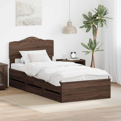 Struttura del letto con cassetto Rovere Marrone 100 x 200 cm