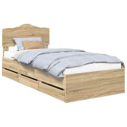 Struttura del letto con cassetto Rovere Sonoma 90 x 190 cm