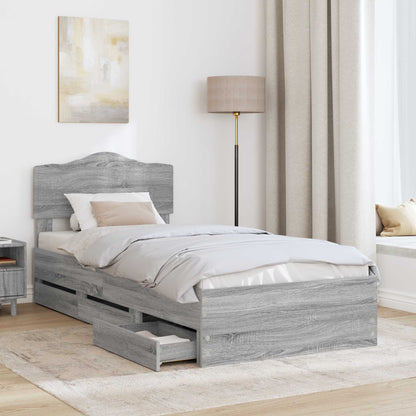 Struttura del letto con cassetto Grigio Sonoma 90 x 190 cm