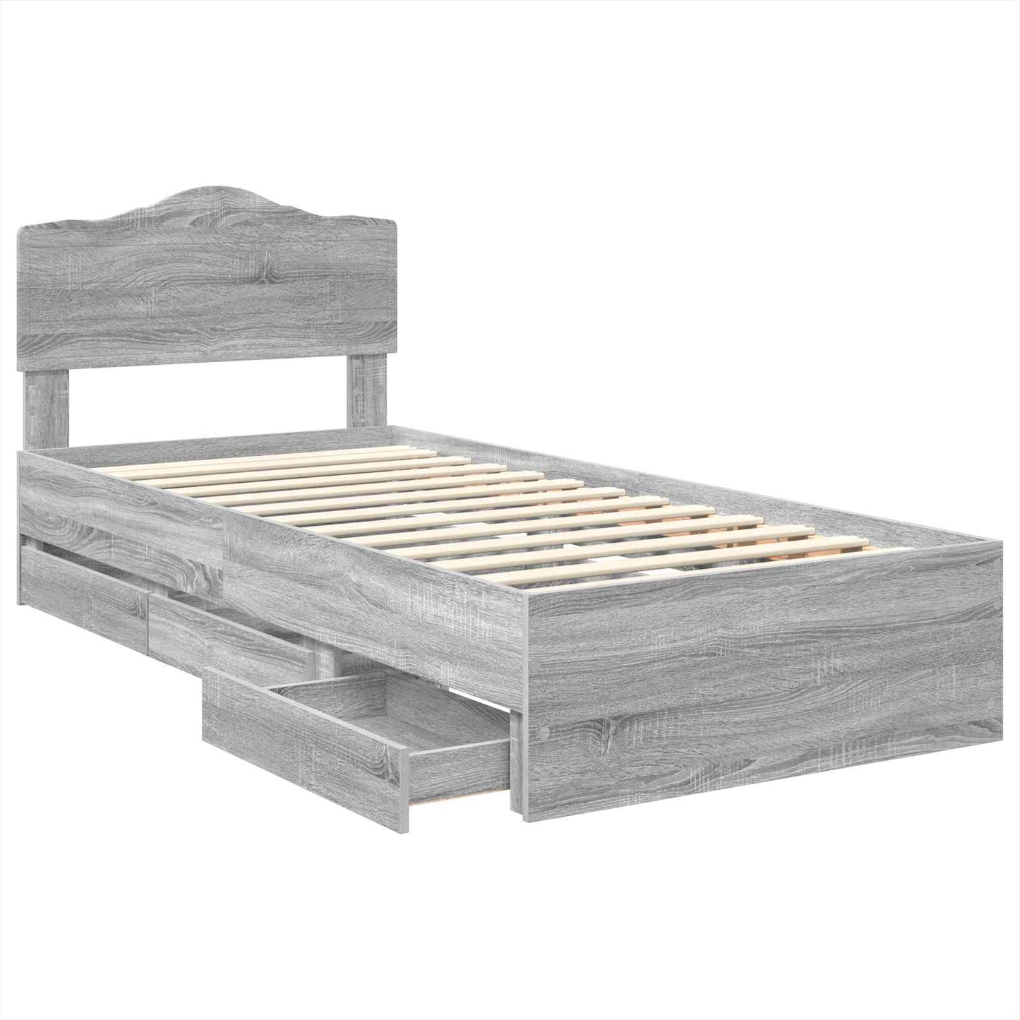 Struttura del letto con cassetto Grigio Sonoma 90 x 190 cm