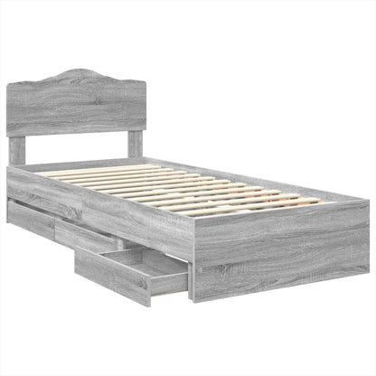 Struttura del letto con cassetto Grigio Sonoma 90 x 190 cm