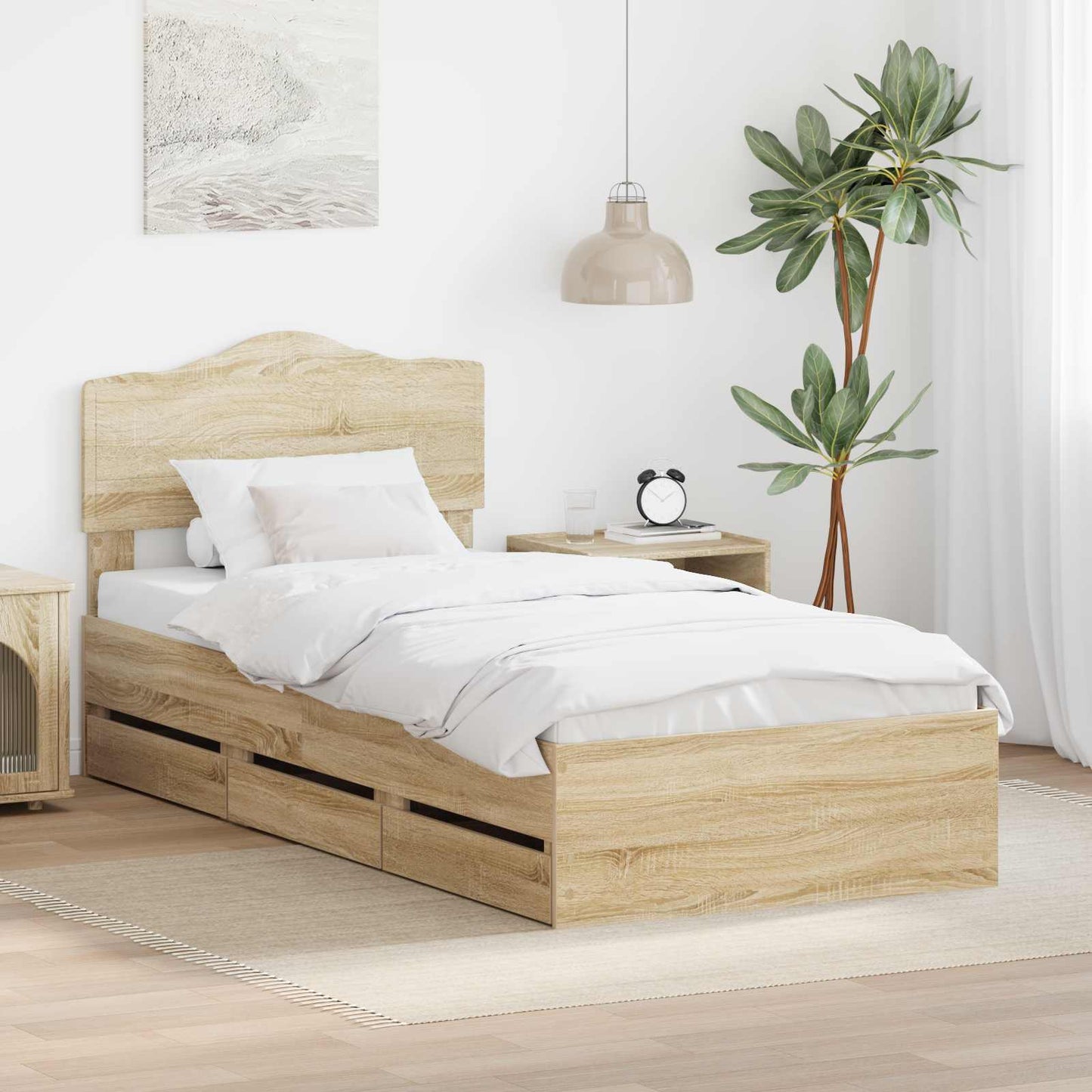 Struttura del letto con cassetto Rovere Sonoma 75 x 190 cm