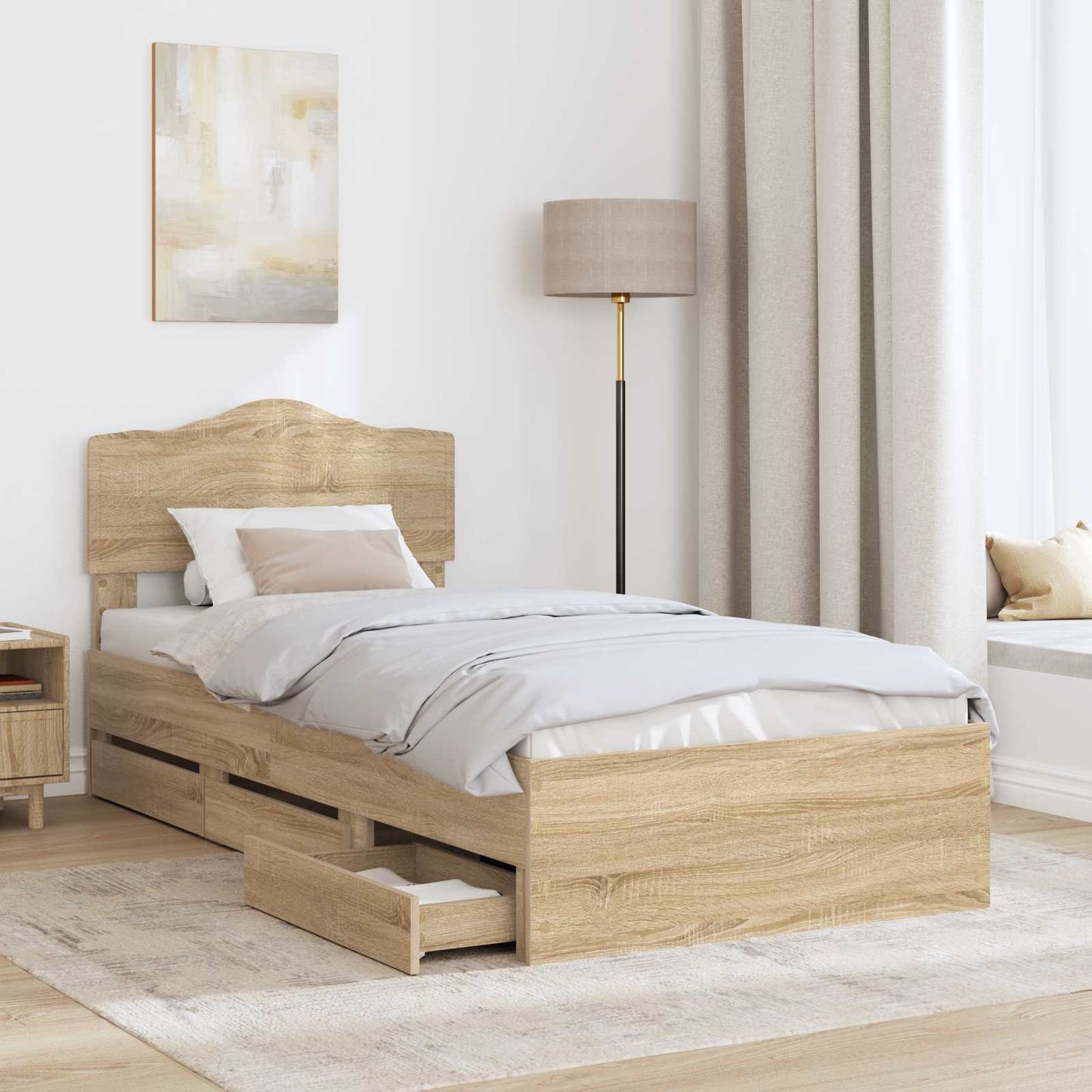 Struttura del letto con cassetto Rovere Sonoma 75 x 190 cm