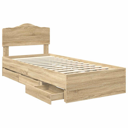 Struttura del letto con cassetto Rovere Sonoma 75 x 190 cm