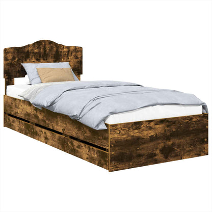 Struttura del letto con cassetto Rovere fumÃ© 75 x 190 cm