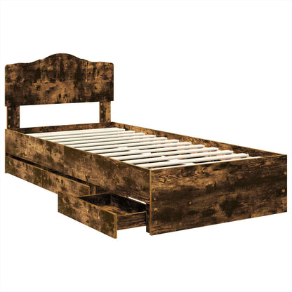 Struttura del letto con cassetto Rovere fumÃ© 75 x 190 cm