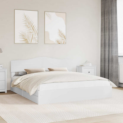 Letto con Contenitore Bianco 200 x 200 cm Legno multistrato