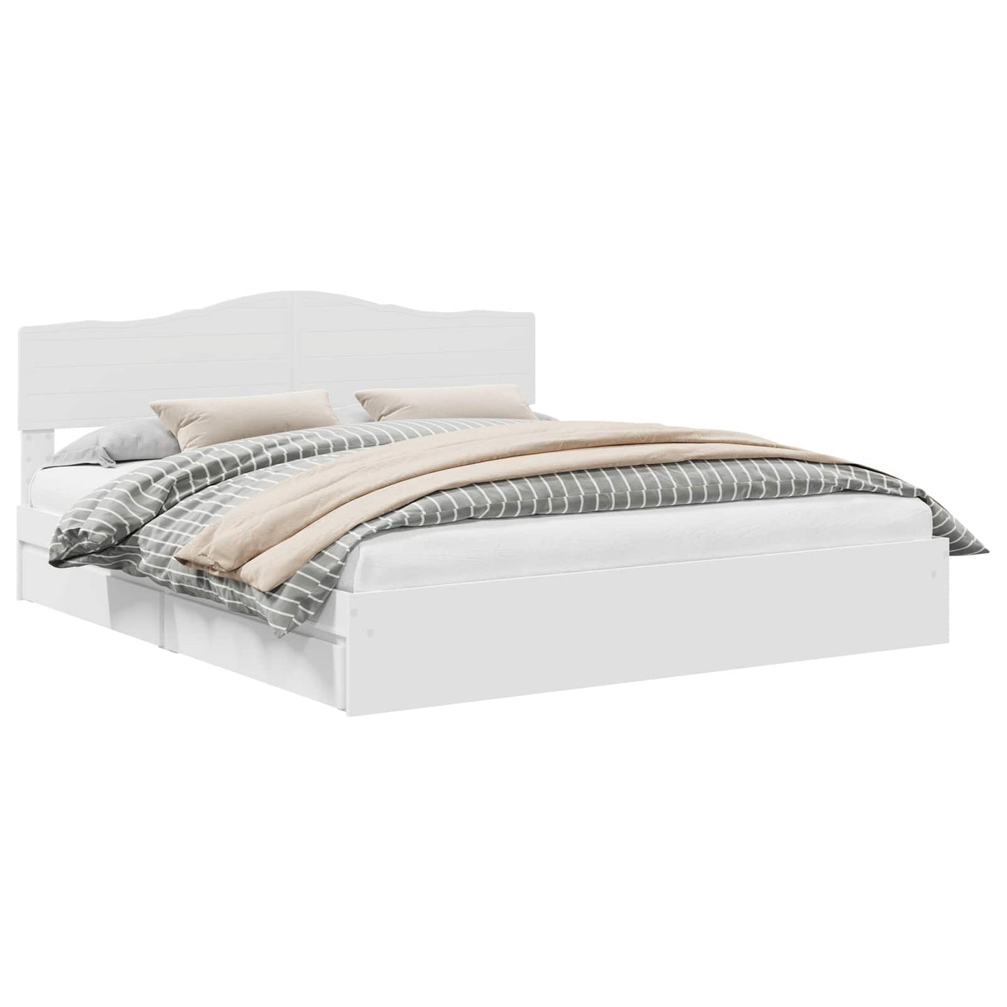 Letto con Contenitore Bianco 200 x 200 cm Legno multistrato