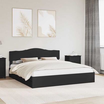 Letto con Contenitore Nero 200 x 200 cm Legno multistrato