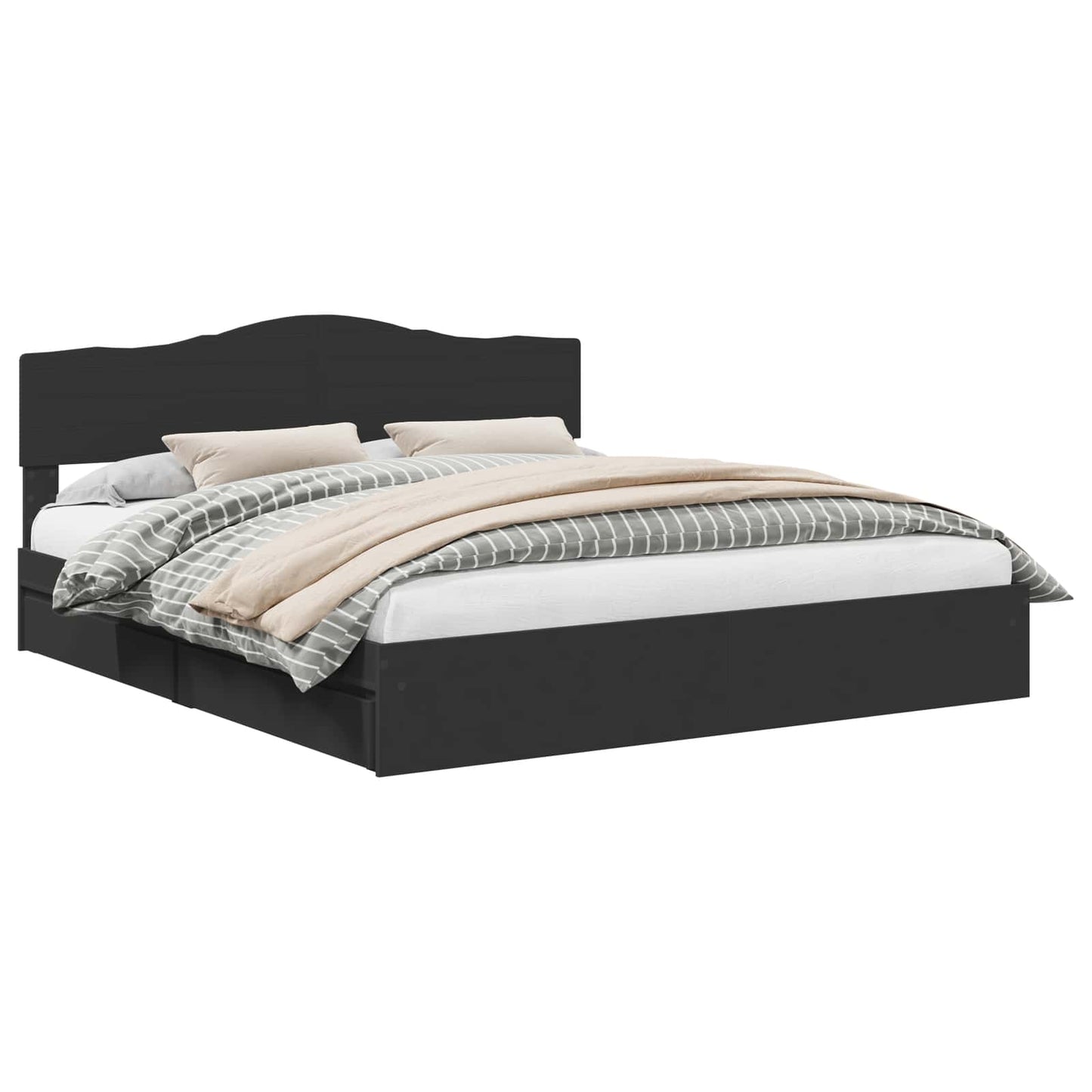 Letto con Contenitore Nero 200 x 200 cm Legno multistrato