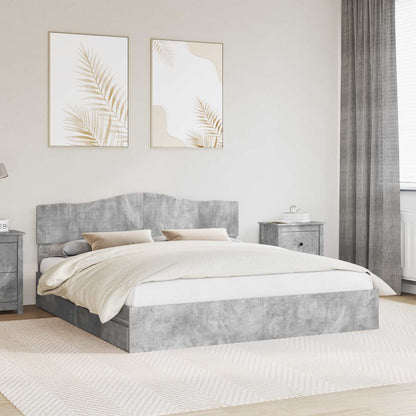 Letto con Contenitore con testiera Grigio cemento 200 x 200 cm