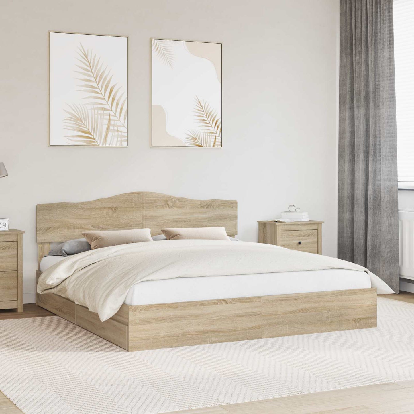 Letto con Contenitore con testiera Rovere Sonoma 180 x 200 cm
