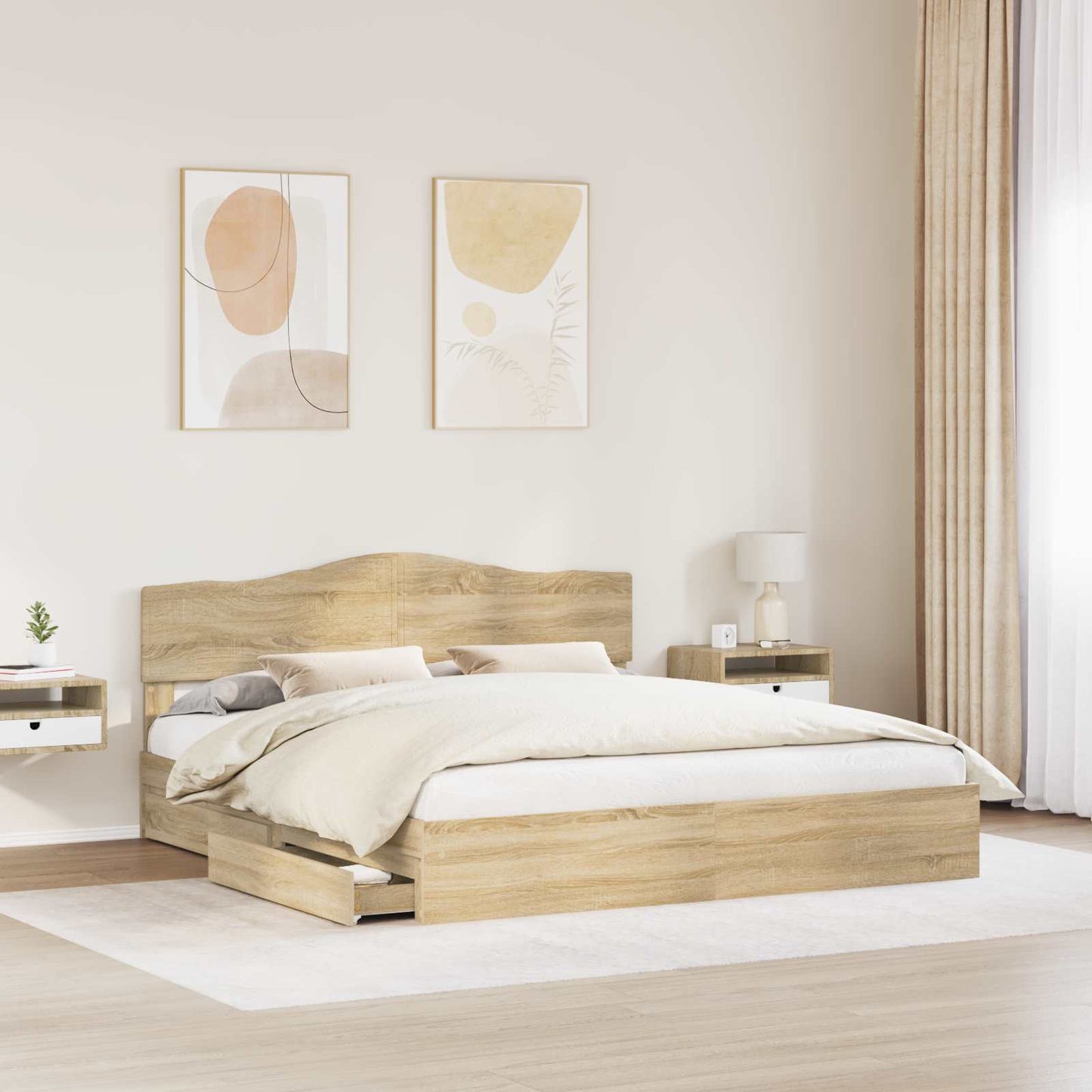Letto con Contenitore con testiera Rovere Sonoma 180 x 200 cm