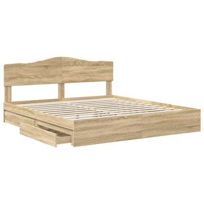 Letto con Contenitore con testiera Rovere Sonoma 180 x 200 cm