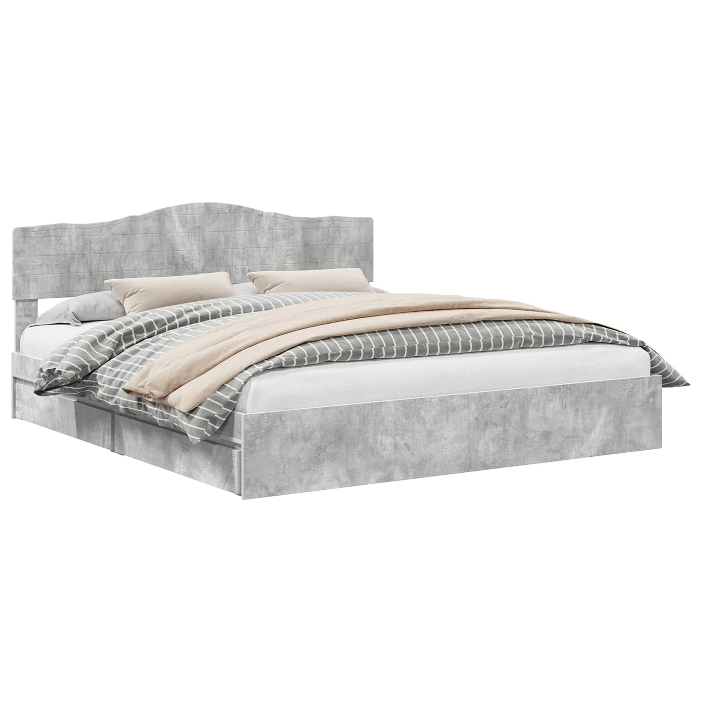 Letto con Contenitore con testiera Grigio cemento 180 x 200 cm