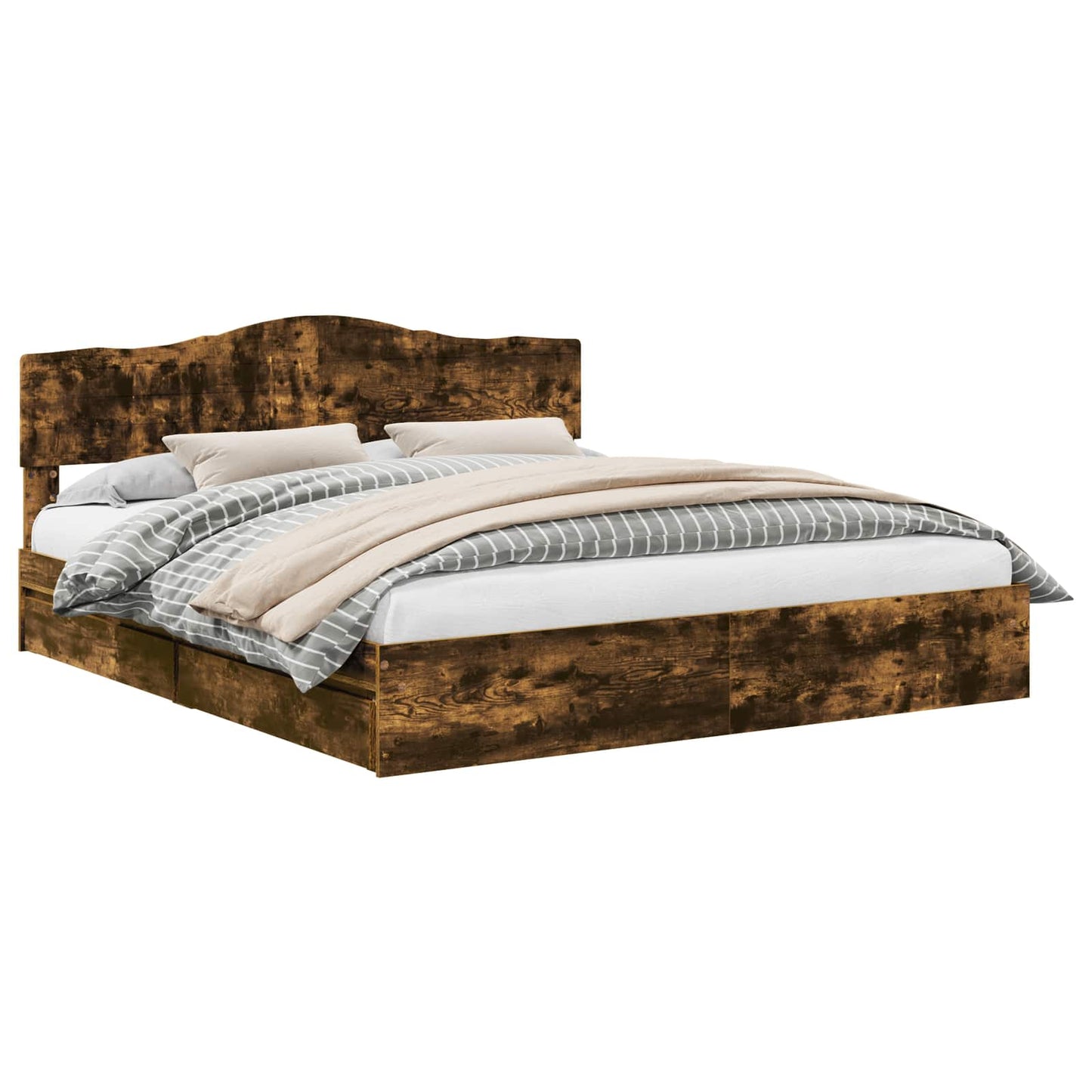 Letto con Contenitore con testiera Rovere fumÃ© 180 x 200 cm