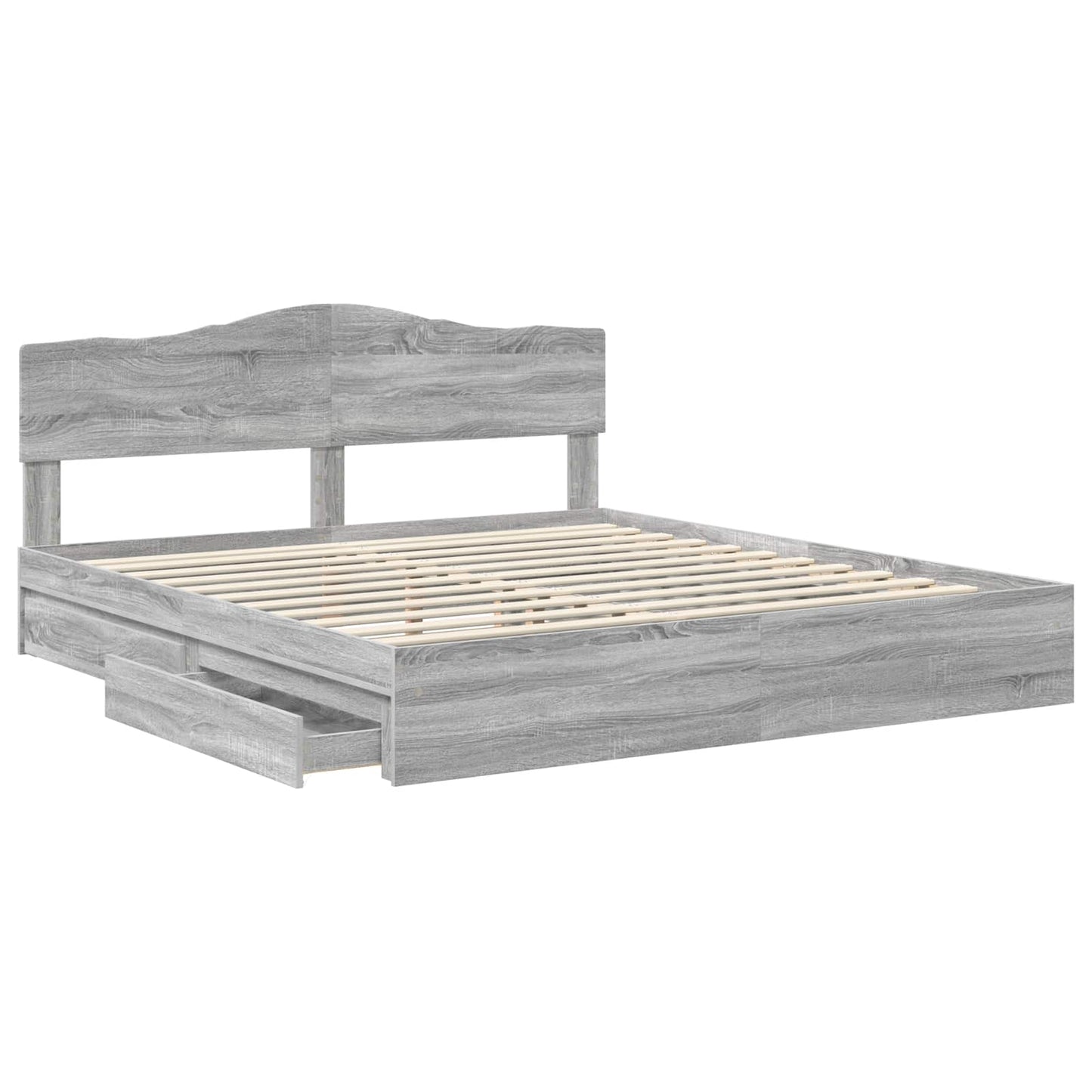Letto con Contenitore con testiera Grigio Sonoma 180 x 200 cm