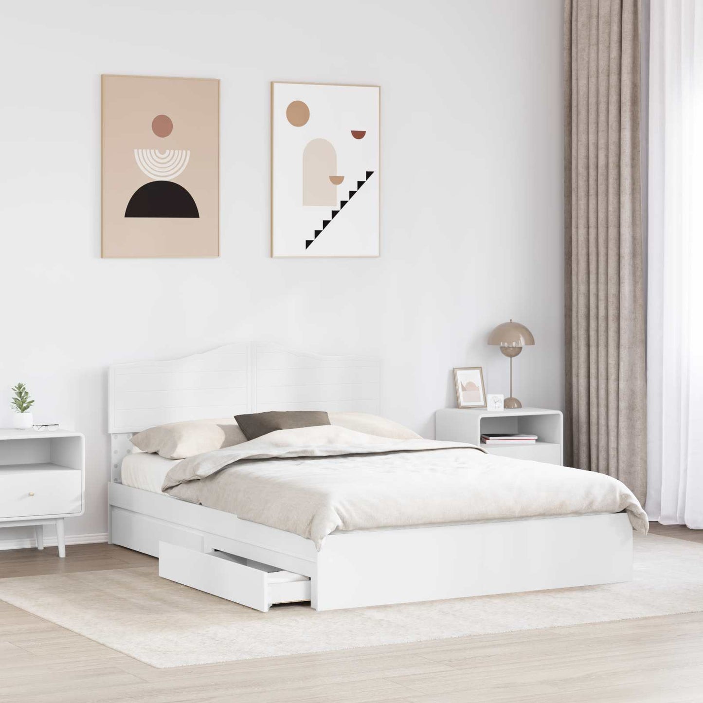 Letto con Contenitore Bianco 160 x 200 cm Legno multistrato