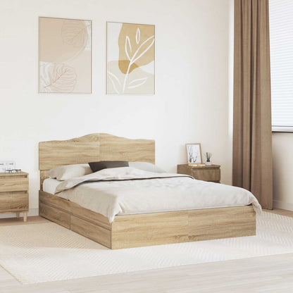 Letto con Contenitore con testiera Rovere Sonoma 160 x 200 cm