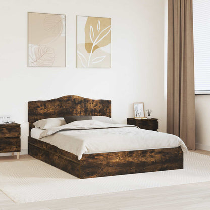 Letto con Contenitore con testiera Rovere fumÃ© 160 x 200 cm