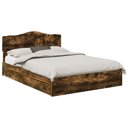 Letto con Contenitore con testiera Rovere fumÃ© 160 x 200 cm