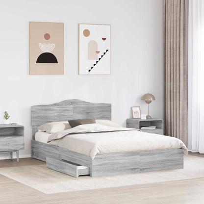 Letto con Contenitore con testiera Grigio Sonoma 160 x 200 cm