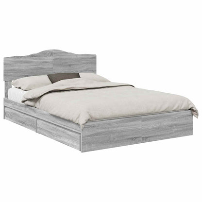 Letto con Contenitore con testiera Grigio Sonoma 160 x 200 cm