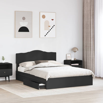 Letto con Contenitore Nero 150 x 200 cm Legno multistrato