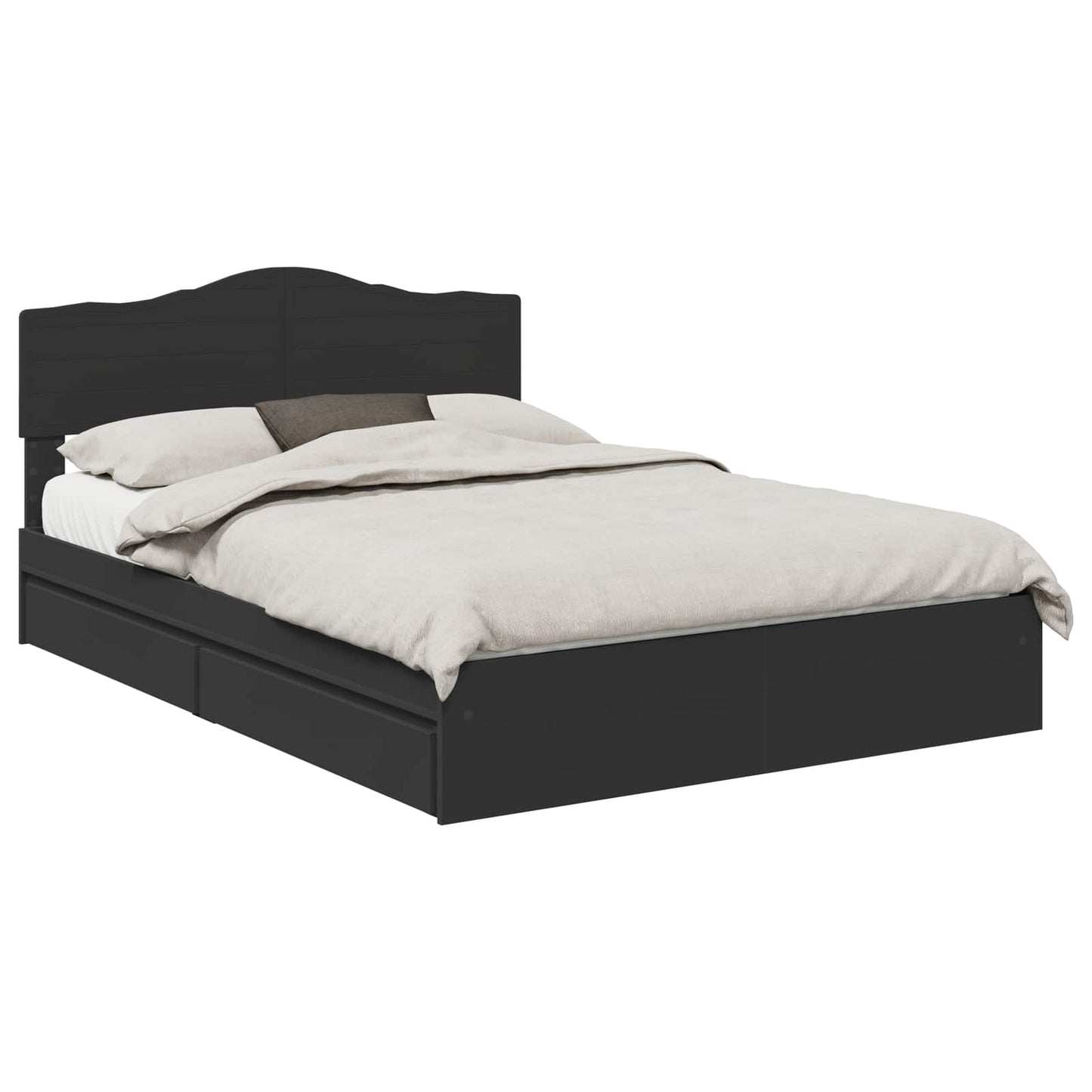 Letto con Contenitore Nero 150 x 200 cm Legno multistrato