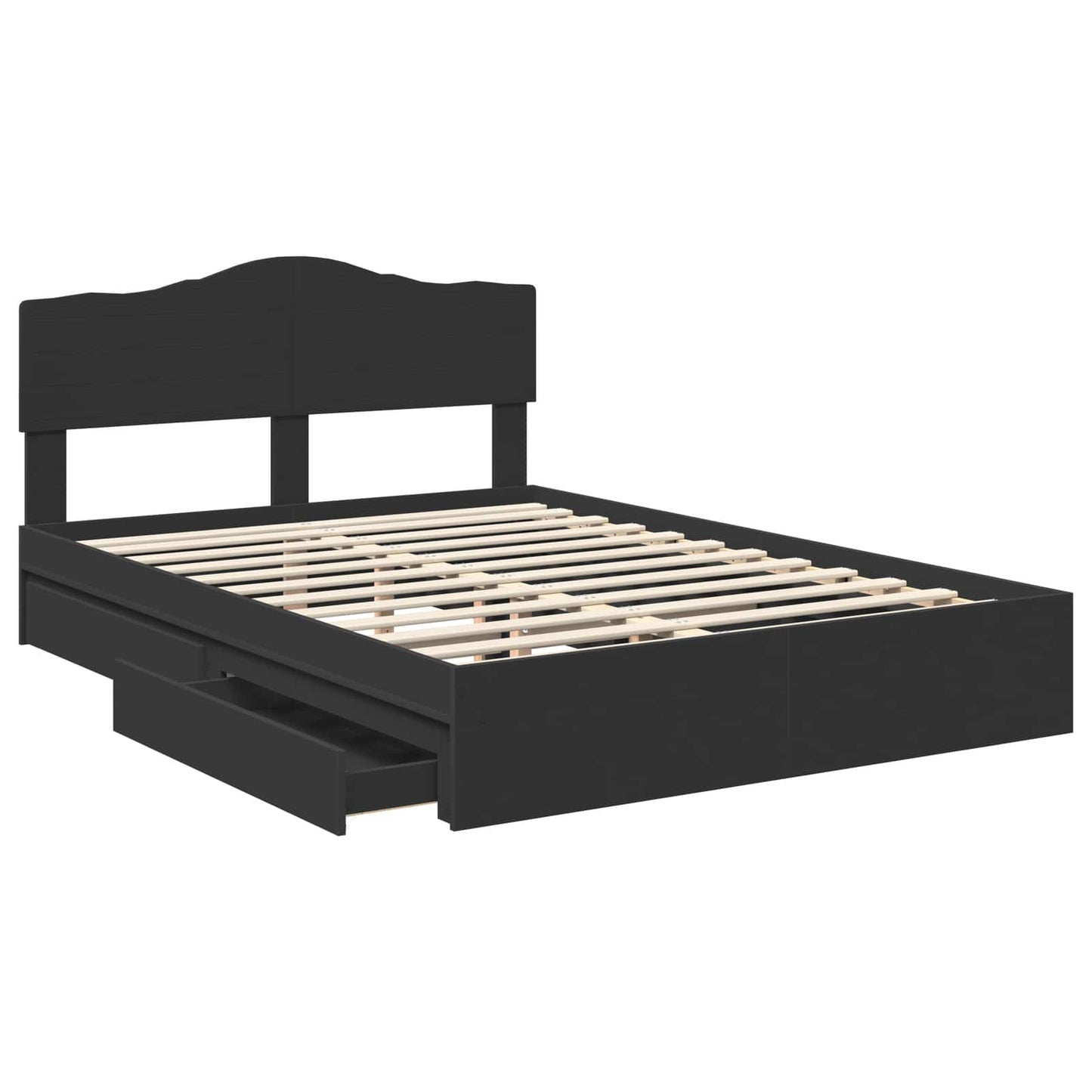 Letto con Contenitore Nero 150 x 200 cm Legno multistrato
