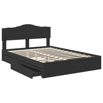 Letto con Contenitore Nero 150 x 200 cm Legno multistrato