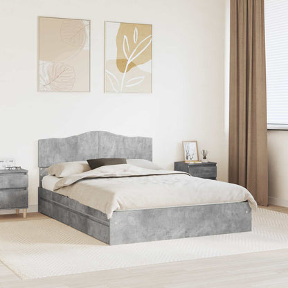 Letto con Contenitore con testiera Grigio cemento 150 x 200 cm