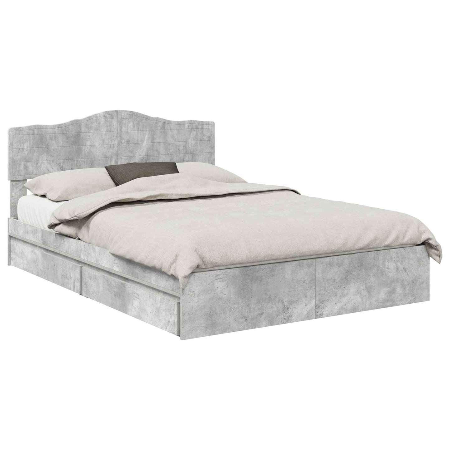 Letto con Contenitore con testiera Grigio cemento 150 x 200 cm