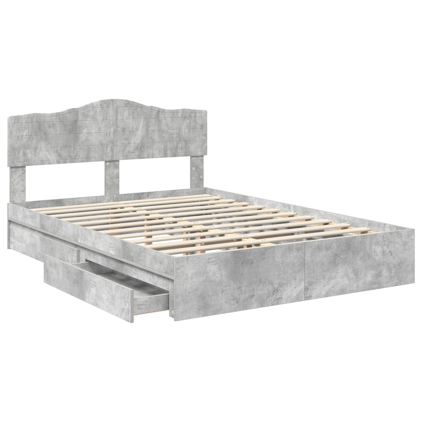 Letto con Contenitore con testiera Grigio cemento 150 x 200 cm
